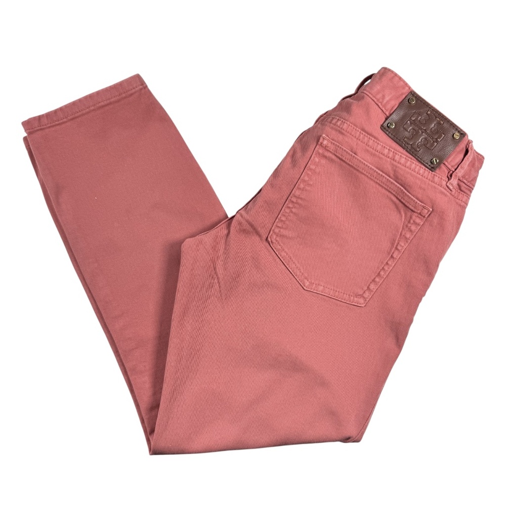 Tory Burch Alexa Cropped Skinny Jeans – Size 28 – Coral Pink